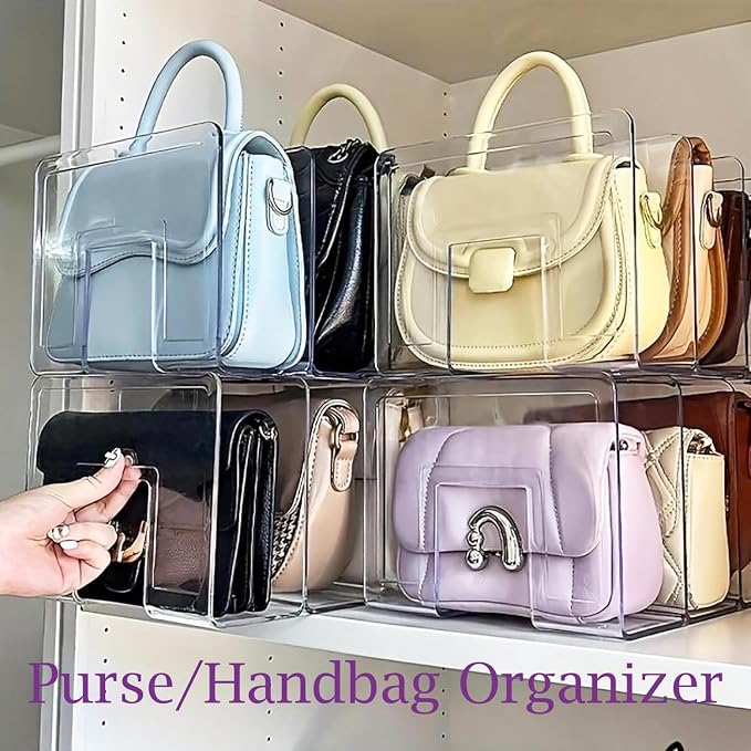 Purse Organizer for Closet, Clear Acrylic File Organizer, Desk File Holder for Book, Document, Envelopes, Binder, Mail, Handbag (2Pcs)
