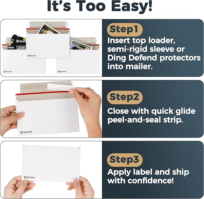 510-Pack Card Shipping Envelopes - 7 x 4.35 Inches Trading Cards Self-Adhesive Mailers, Perfect Fit for Semi-Rigid Sleeves, Toploaders & Ding Defend Protectors - Hobby Mailing Supplies