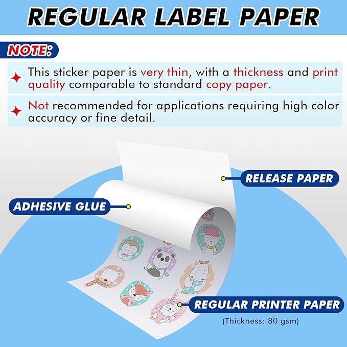 Koala 100 Sheets Sticker Paper for Regular Labels, Matte White, 8.5x11 Inch Printable Full Sheet Label Paper for Inkjet & Laser Printers