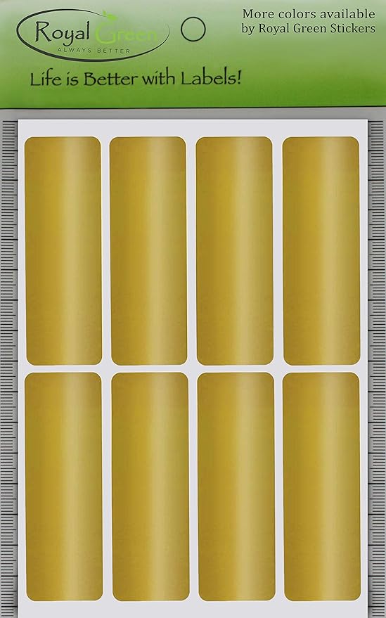 Royal Green Writable Rectangular Labels, 1 x 3 inch, Metallic Gold Colored Stickers for Labeling - 120 Pack
