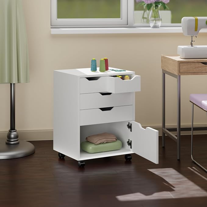 Winsome Halifax Mobile Storage Cabinet with 5 Drawers, White | Stylish & Functional Home Storage Cabinet for Filing, Kitchen Organization, Moveable Furniture for Office, Dorms, Apartments