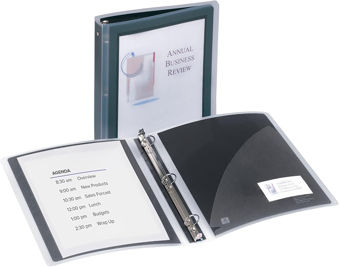 Avery Flexi-View 3 Ring Binder, 1.5 Inch Round Rings, 1 Black Binder (17637) (Pack of 12)
