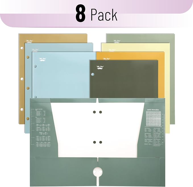 Mr. Pen- 4-Pocket Folders, 8 Pack, 12.5" x 9.5", Vibrant Colors | Tear-Resistant Paper Folders with Pockets 3 Holes Punched, High Capacity
