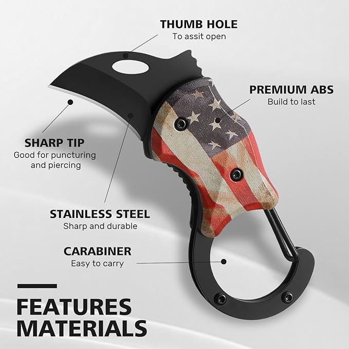 VIRENKNIFE Folding Pocket Utility Knife,Small Pocket Knife with 1.38''Sharp Blade, EDC Knife for Men Women,Mini Keychain Box Cutter for Everyday Carry,Great Gift for Men (USA Flag)