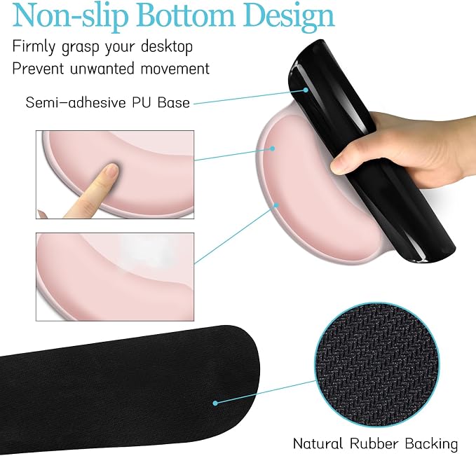 LIMKRIAN Pink Desk Mat Set, Mouse Pad with Wrist Rest & Keyboard Support | XXL Desk Pad, Ergonomic Gel Wrist Rest Mousepad, Memory Foam Keyboard Support, Coaster, Home Office Gaming Desk Accessories