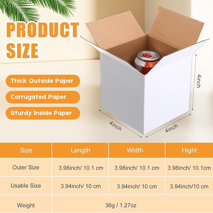 Yeaqee 120 Pcs 4 x 4 x 4 Inch Shipping Boxes Corrugated Cardboard Small Shipping Boxes for Packaging Mailing Packing Moving Small Business Storage Crafts Gifts (White)