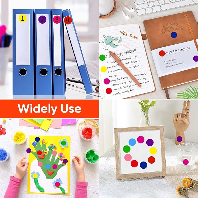 Colored Dot Stickers 700 PCS Color Coding Labels Round Circle Stickers Label, Sticky Dots Stickers for Toddlers, 10 Color 3/4 Inch Colored Sticker Dots for Office, School & Classroom Paper
