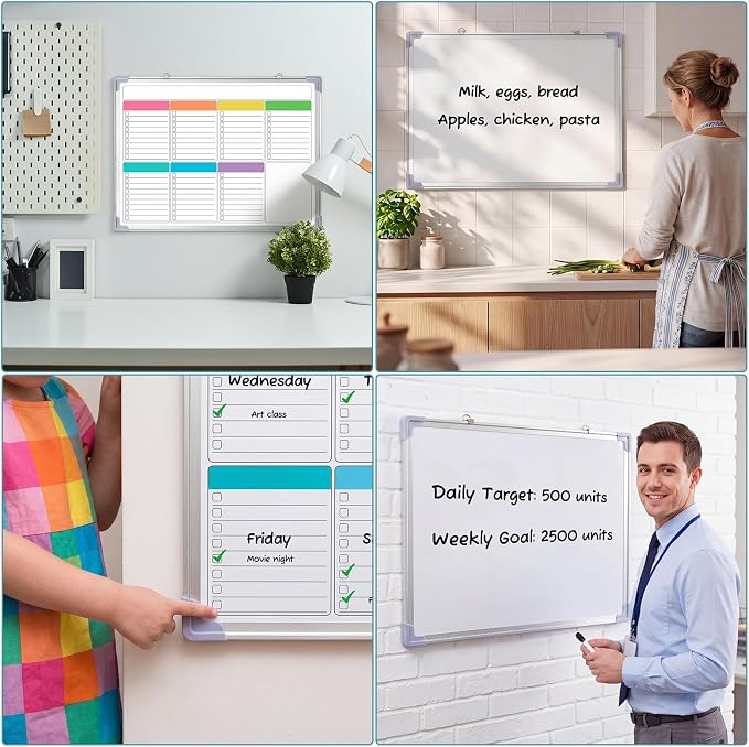 18" x 24" Magnetic to Do List Whiteboard, Weekly Planner, Pleochroic | Large Weekly Dry Erase Board, Double-side Wall Whiteboard Calendar for Planning Drawing Memo, School Home Kitchen Office