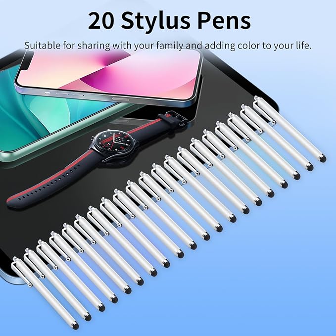 20 Pack Stylus Pen,Stylus Pen for Touchscreen High Precision and Sensitivity for Everyday Writing/Drawing,Universal Stylus Compatible with Touch Screens,White
