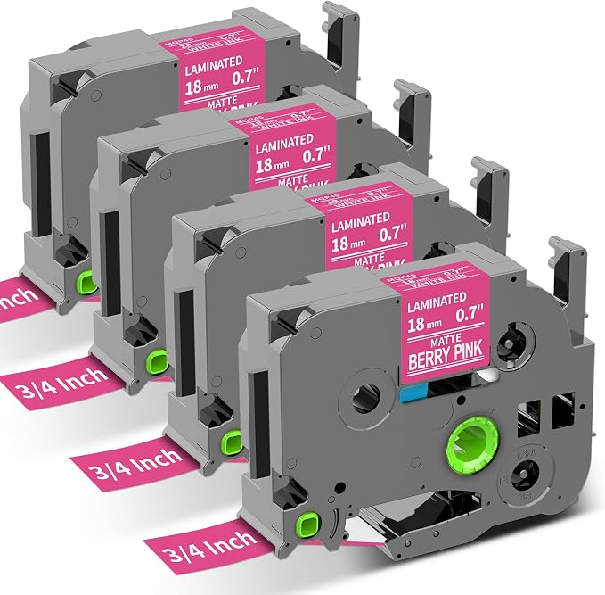 Replacement for Brother Label Maker Tape Pink TZE-MQP45 P-Touch Label Tape | 18mm 0.7" Berry Pink TZe TZ Pastel TZEMQP45 Work with PT-D410 D400 1800 1880 2030 2730 Ptouch Refills, 1/2 Inch, 4-Pack