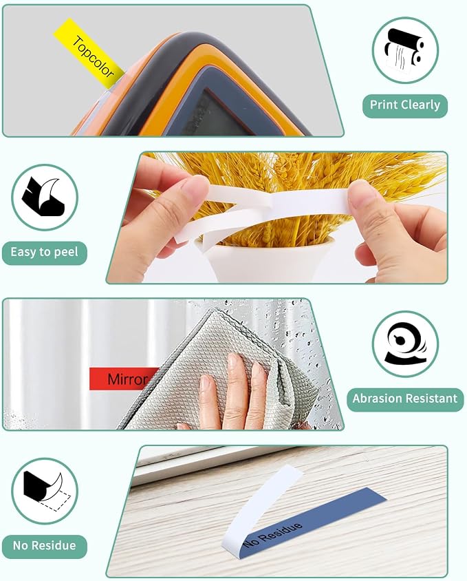 6-Pack Tze 12mm 0.47" Multi-Color Compatible for Brother 12mm Label Tape | Tze431 Tze531 Tze631 Tze MQG35 MQP35 P Touch Tz Tape 12mm 0.47" Laminated White for PT1750 PTD220 PTD210 PTD400 PTD610BT