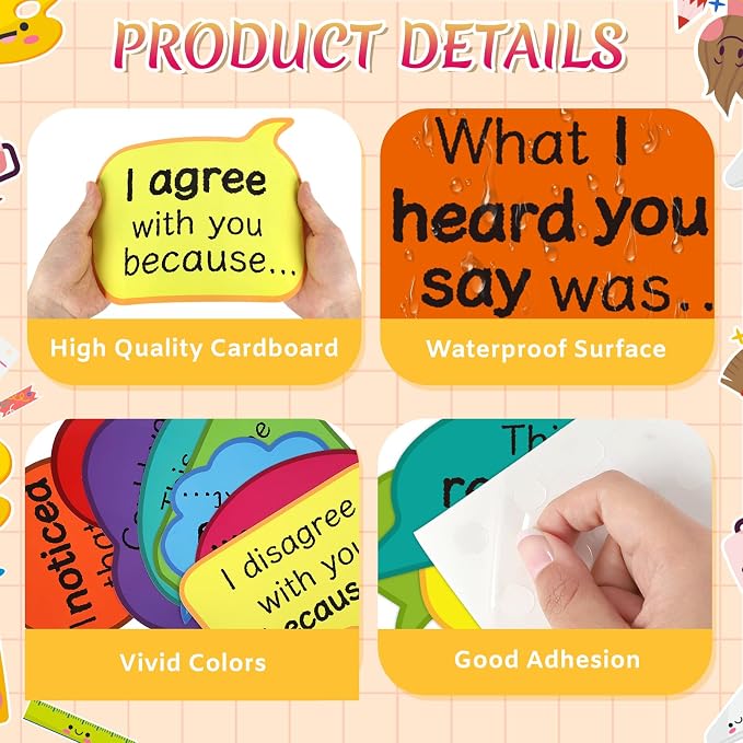 20Pcs Conversation Starters Bulletin Board Decorations Set, Let's Talk Bulletin Board Inspirational Affirmation Cutouts Welcome Back to School for Classroom Teacher Supplies Office Door Wall Decor