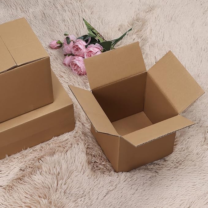 CRUGLA 6x6x6 Shipping Boxes Set of 25, Cardboard Corrugated Mailing Box for Packaging