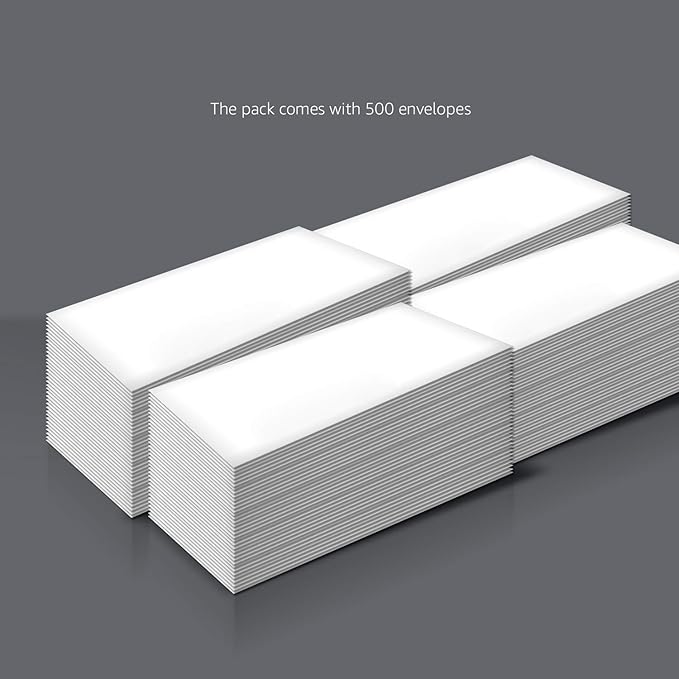Amazon Basics #10 Business Letter Envelopes with Gummed Seal, No Tint, White, 500-Pack