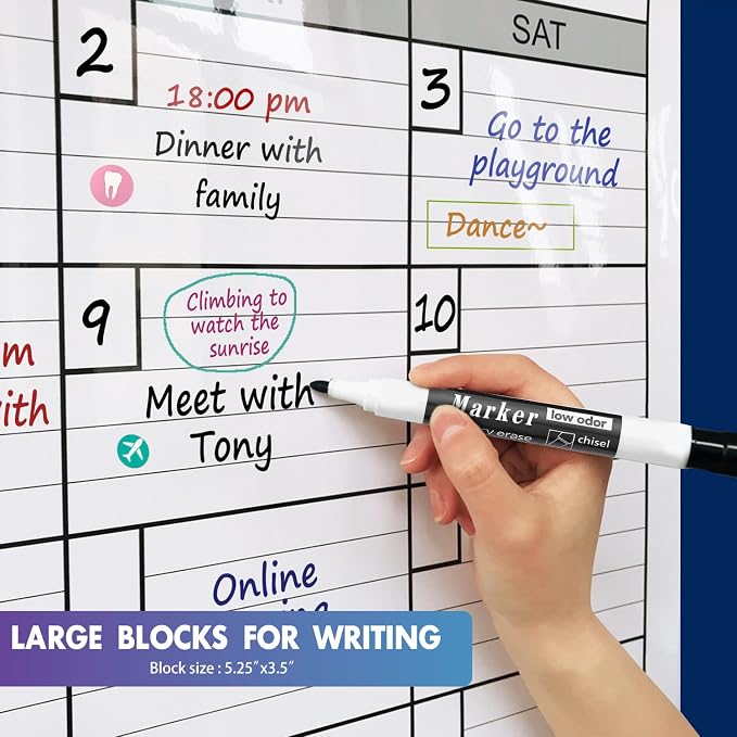 Large Dry Erase Board Calendar for Wall,Jumbo 2 Month Whiteboard 38 x 50 in | Extra Large Giant Huge Two Monthly Laminated Erasable Schedule,Big Oversized 60 Days Reusable Vetical Blank Poster for Family