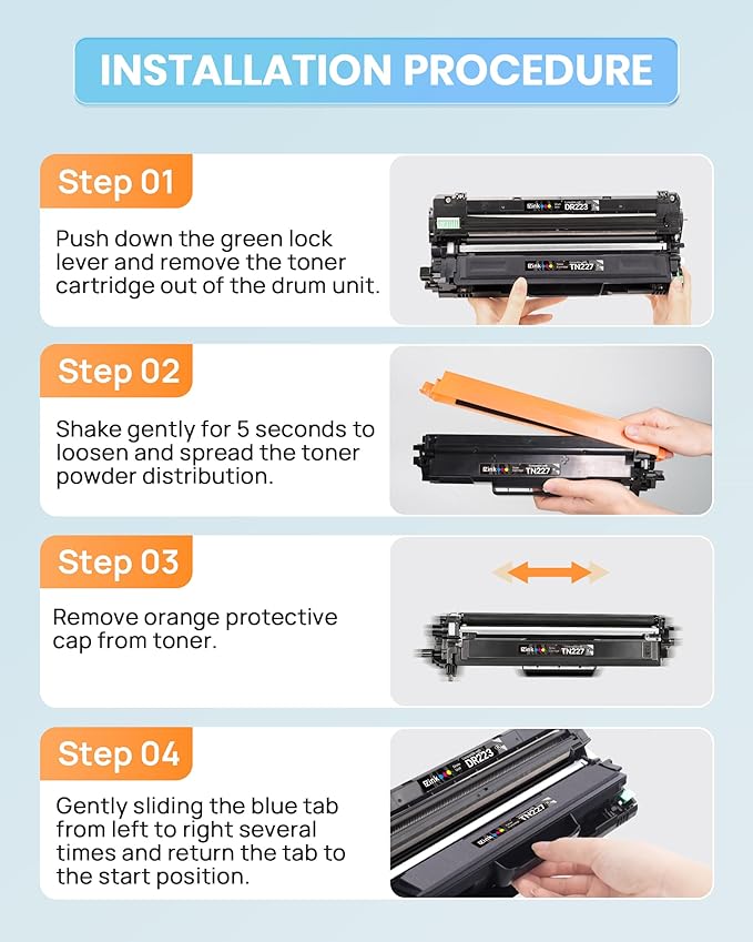 E-Z Ink TN227 Compatible Toner Cartridge Replacement for TN-227BK/C/M/Y High Yield Brother TN227 TN227BK TN223 to use with HL-L3270CDW HL-L3230CDW HL-L3210CW HL-L3290CDW MFC-L3710CDW (4 Pack)
