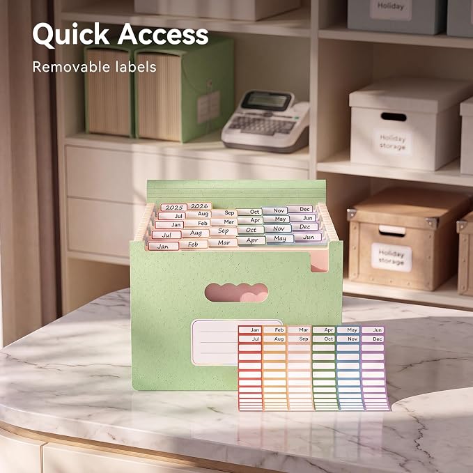 ThinkTex Accordion File Organizer, 26 Pockets File Folders, Pistachio Green | Monthly Bill Receipt Documents Organizer, A-Z Colorful Tabs, Letter/A4 Size for Classroom Office Organization Home Hospital