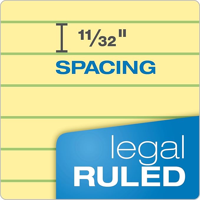 TOPS Docket Gold Writing Pads, 8-1/2" x 11-3/4", Legal Rule, Canary Paper, 50 Sheets, 6 Pack (99707), Original Version