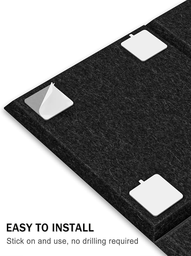 Hsurbtra Large Cork Board for Wall 47 x 36 Inch, 12 Pack Felt Bulletin Notice Board with Pushpins for Office Home School Farmhouse Wall Decor, Black