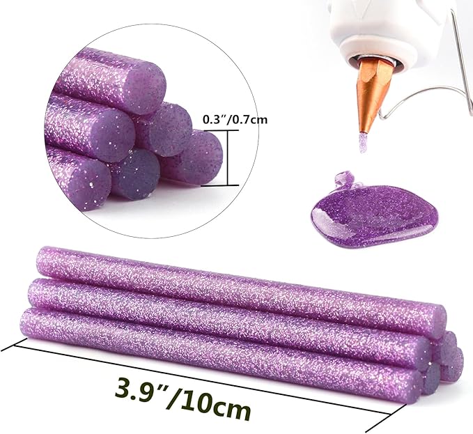 Colored Hot Glue Sticks Mini, 3.93 x 0.27 in Glitter Glue Stick, EVA Adhesive Colorful Hot Melt Glue Sticks for DIY Art Craft, Sealing, General Repairs and Gluing Projects, 72 PCS, 12 Colors