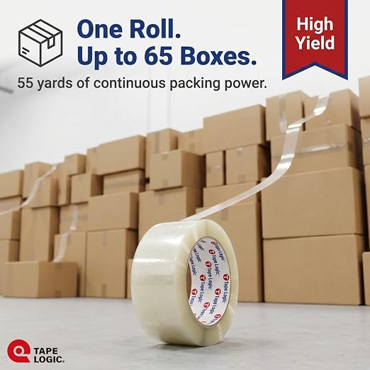 Tape Logic Packing Tape (1-Roll), 2" x 55 yd - Heavy Duty Packaging Tape Refill for Shipping, Moving, Order Fulfillment, Hot Melt 2.2 Mil
