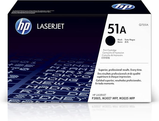 HP Original 51A Black Toner Cartridge Works LaserJet P3005 Series LaserJet M3027, M3035 MFP Series Q7551A