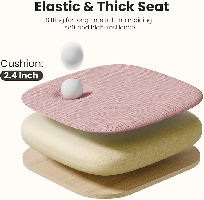 DUMOS Ergonomic Office Chair, Mid-Back Executive Desk Chair 2 Pack | Comfortable Lumbar Support, Breathable Backrest, Fixed Armrest, Height Adjustable, 360° Swivel, Computer Gaming, Pink