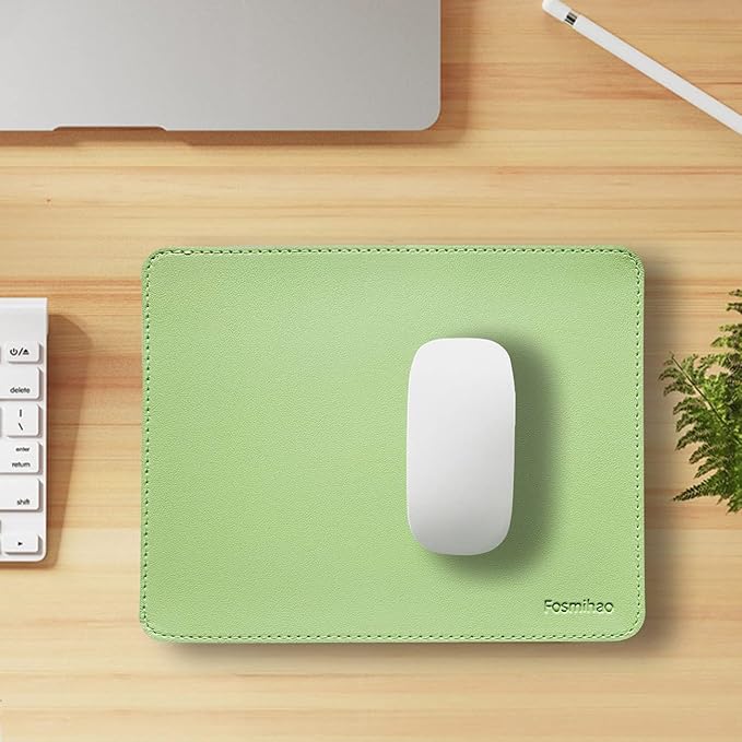 Leather Mouse Pad - Wood Mouse Pad, Double Side Mouse Pad with Stitched Edge, Waterproof Ultra Thin Mouse Pad for Computers, Laptop, Office & Home, 10.2 x 8.3 Inch, 1 Pack (Matcha Green)