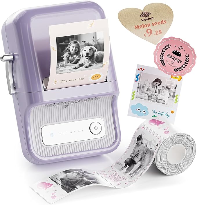 NIIMBOT B21 Pro Sticker Printer, 300DPI, Fun APP, Portable Inkless Label Printer, Bluetooth Sticker Maker for DIY Crafts, Notes, Scrapbook, Photo, Custom Labels & Gifts,Home Organization (Violet)
