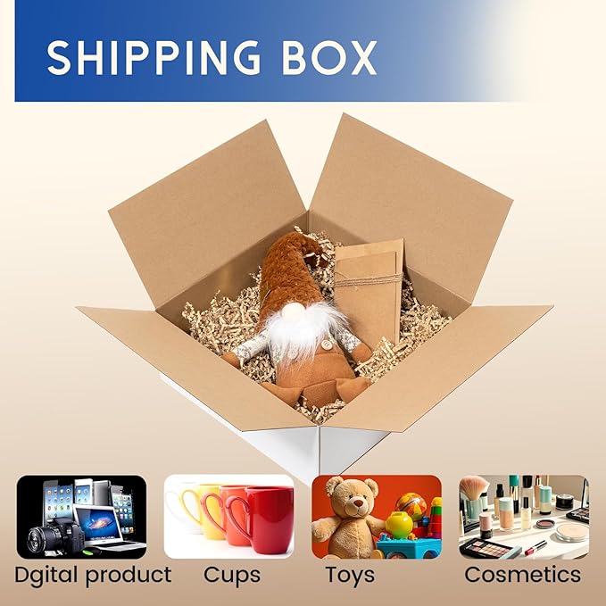 12x12x5" Shipping Boxes 25 Pack - Corrugated Cardboard Square Mailing Box Packaging for Small Business - White Mailer Packing Supplies