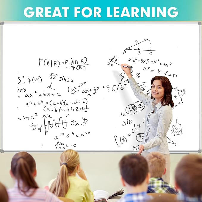 Large Magnetic White Board, Dry Erase Board 72 x 48 Inch, Silver Aluminum Frame Wall Mounted Board for Office Home and School