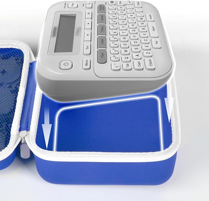 Case Compatible with Brother P-Touch PTD220 210 Home/Office Everyday Label Maker, Storage Holder Carrying Organizer for Label Tapes, AC Adapter, Charging Cables (Box Only) -Blue