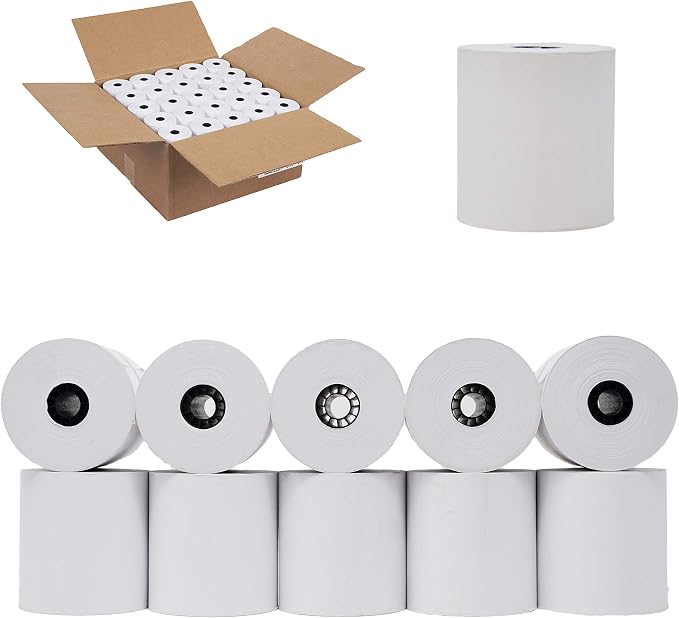 3" x 150' 1-Ply Bond Kitchen Printer Paper Receipt Paper (500 Rolls) 48 GSM Pos Cash Register REQ ribbon erc30/34/38 OR star sp700 from BuyRegisterRolls