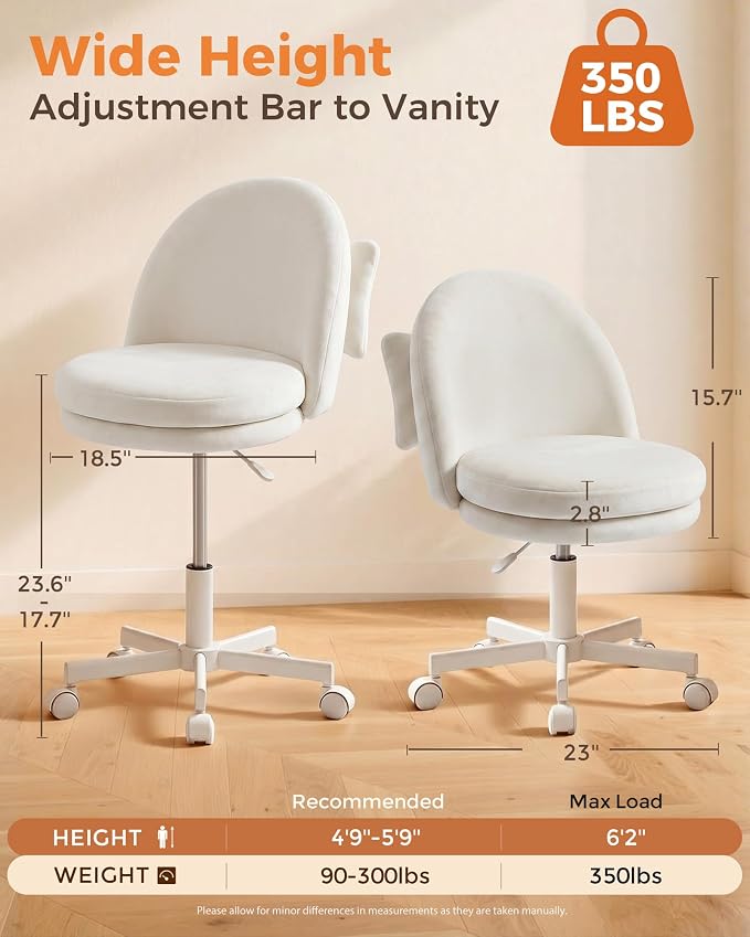 GTPLAYER Small Ergonomic Tall Office Chair, Computer Desk Chair with Wheels Versatile Height Use: Office to Bar Stools (or Standing Desk), Vanity Chair with Back PU Leather Shell Design for Gift