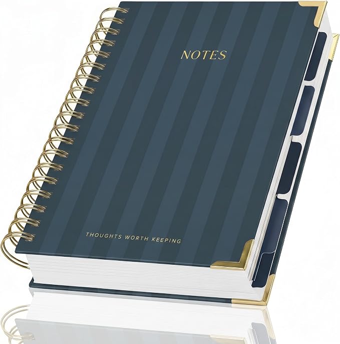 Aesthetic Thick Spiral Notebook With Tabs - Premium Journal For Women Size B5 - College Ruled Note Book With 300 Lined Pages and Dividers - Perfect For Writing And Staying Organized at Work or School