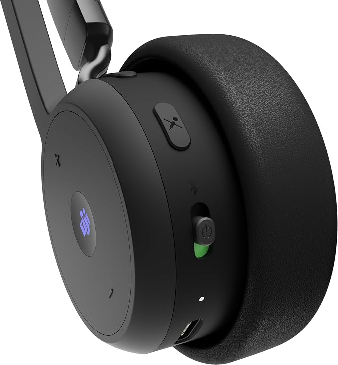 Lenovo Wireless VoIP Headset Teams Certified, Noise-Canceling Mic, Bluetooth 5.3 Multipoint, USB-A Receiver, 31-Hour Talk & 60-Hour Playback, Lightweight Over-Ear Design, Replaceable Earcups