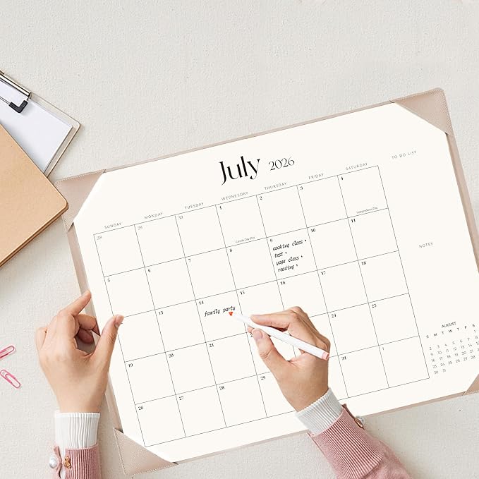Desk Calendar 2026-2027 with Desk Mat – 22" x 17" Large Desk Pad Calendar Runs from July 2026 to December 2027, Office Supplies Desktop Monthly Calendar for Home & Office
