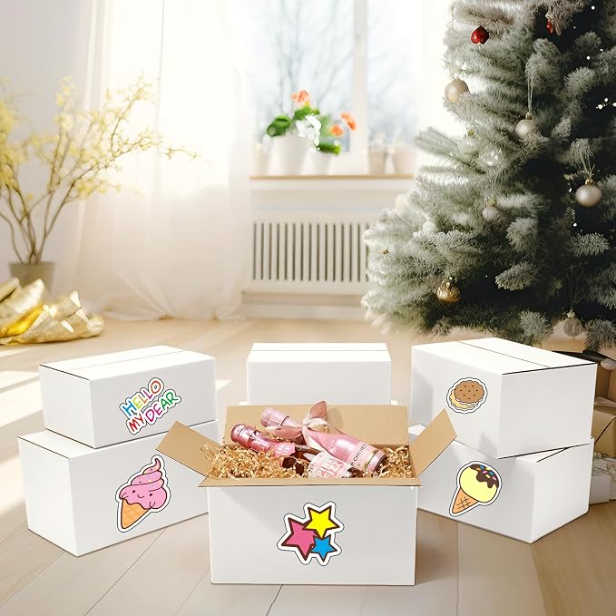 Eupako 12 Pack Small Shipping Boxes Assorted Sizes, 8x6x4 & 9x6x4 & 10x7x5 4 PCS Each Small Boxes, White Corrugated Box Mailers, Cardboard Boxes for Packaging Small Business, Mailing