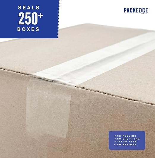 Packedge Clear Packing Tape, 12 Rolls, 1.88 in x 60 Yd Heavy Duty Shipping | 2.7 Mil Thick, 720 Total Yards. Ideal for Moving, Box Sealing & Storage. Strong Adhesion, No Residue, Tear-Resistant Design