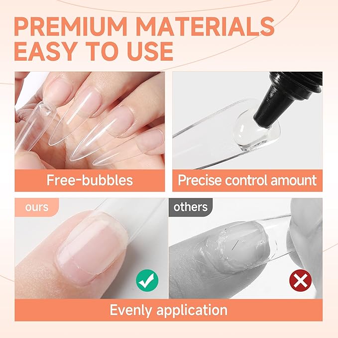 UNA GELLA Gel Nail Glue,30g U V/LED Lamp Required Super Strong Solid Nail Glue Gel 2pcs For Fake Acrylic Nails Tips Press Ons Extension Soak Off DIY Salon