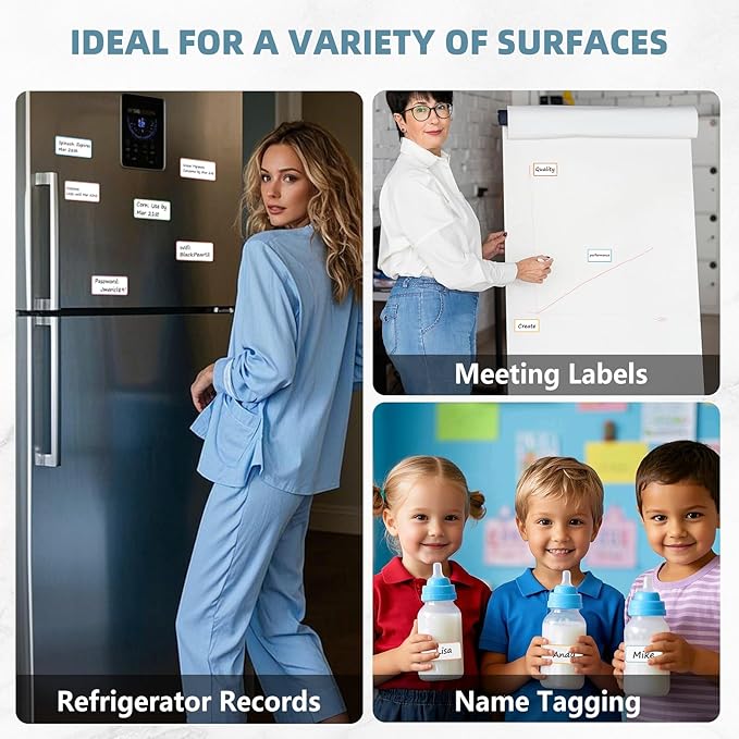 PPB Dry Erase Labels Sticky Notes for Containers, Reusable Waterproof Removable Stickers for Storage Bins, Freezer, Kitchen, Classroom, Whiteboard, All Purpose Use (1.2”x 2”, Multicolor, 120 Dots)