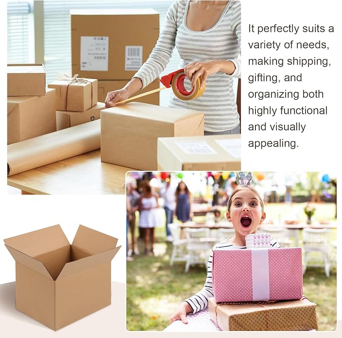 Corrugated Cardboard Boxes,15 PCS 8x6x6 inches Shipping Boxes, Brown Corrugated Cardboard Boxes for Packing, Mailing, Moving,Gifts & Storage（Brown）