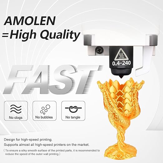 AMOLEN PLA 3D Printer Filament PLA Filament 1.75mm Silk Filament Bundle,Gold, Silver,Bronze, Red Copper,3D Printing Filament Bundle, 200gX 4 Spools