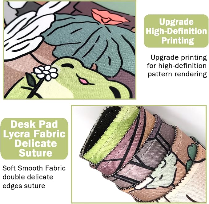 Cute Large Mouse Pad, Kawaii Extended Mouse Pad Desk Pad Easy Typing for Typing Office Game 35.4 x15.7 in - Kawaii Frog