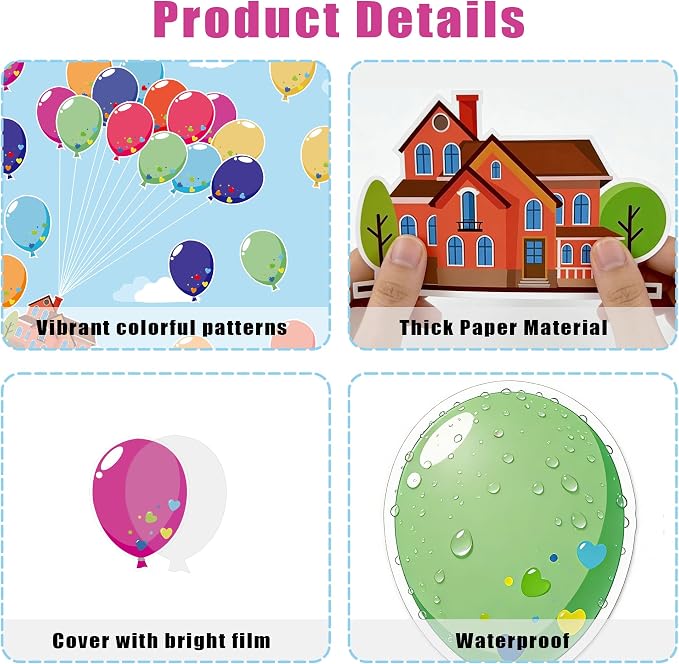 Colorful Balloons Bulletin Board Decorations – Adventure Balloons Mix Balloon Borders & Cutouts – Party Classroom Door Decor for Welcome Bulletin Boards, School Crafts & Home Wall Displays