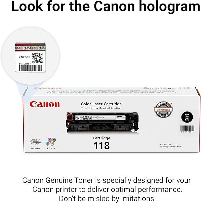 Canon Genuine 118 Cyan, Magenta, Yellow Toner Cartridge Bundle Compatible with MF720 Series, LBP7200Cdn, LBP7660Cdn, MF8300 Series, MF8580Cdw