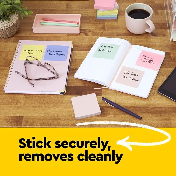Post-it Notes, 3 in x 3 in, 100 Sheets per Pad | Canary Yellow | 24 Pads, Pack of 8