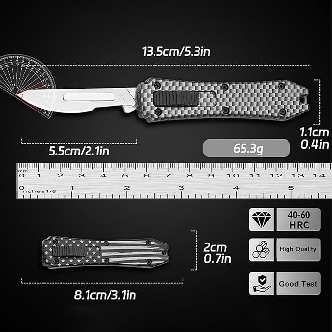 Switch Blades Utility Knife, Automatic Knife Push Button, Retractable Utility Knife Box Cutter with 10PCS 24# Blades, Pocket Scalpel Knife