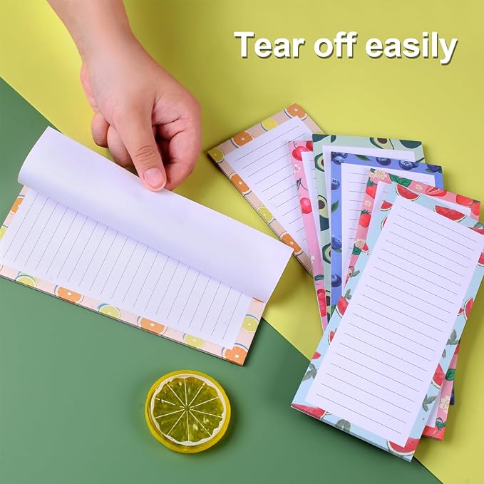 Joyberg 9 Pack Magnetic Notepads for Refrigerator, Magnetic Notepads for Refrigerator, Fruit Design Grocery List Pad for Fridge, Full Magnet Back Shopping Lists, 25 Sheets Per Note Pads