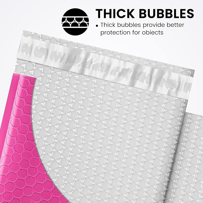 Fuxury Bubble Mailers Bulk 6x10" 600 Pack Pink Thick Padded Envelopes | Usable Size 6x9" Mailing Envelopes Bubble Padded, Shipping Bags for Jewelry,Makeup,Packaging, Small Business, Boutique,#0